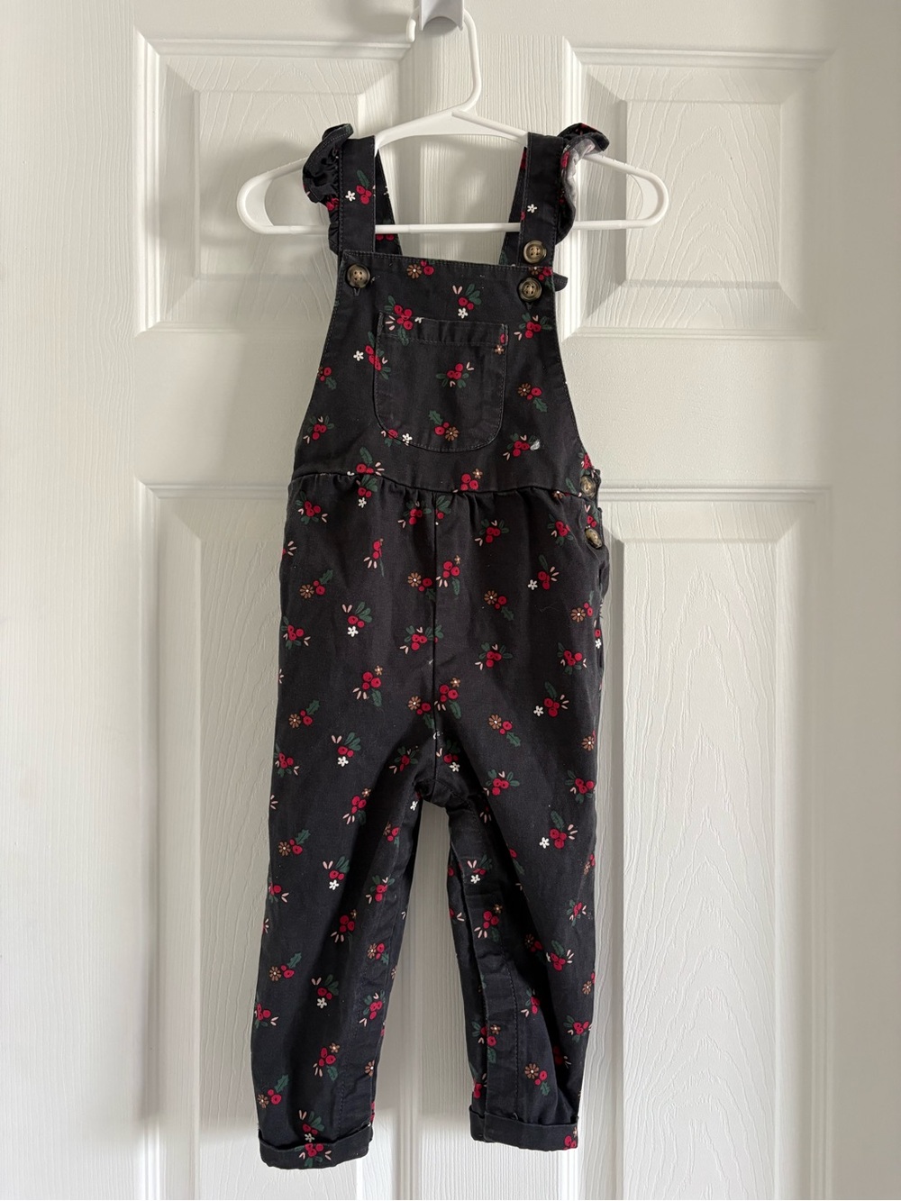 Carter's Black Overalls with Red Cherry Print - Picture 2 of 4